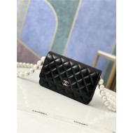 Chanel Wallet on Chain Imitation Pearls Black High