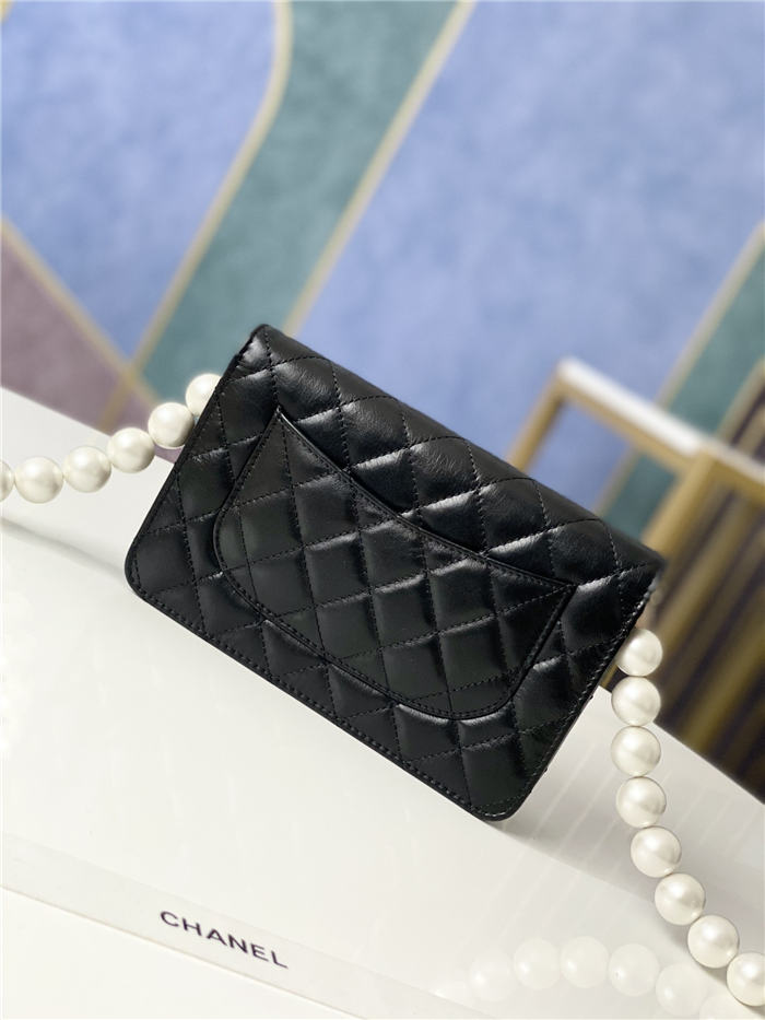 Chanel Wallet on Chain Imitation Pearls Black High