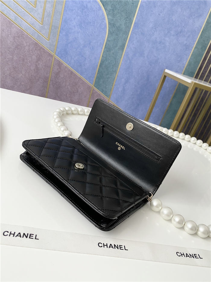 Chanel Wallet on Chain Imitation Pearls Black High