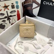 Chanel Small Vanity with Chain Grained Calfskin & Gold-Tone Metal Beige High