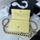 Chanel 19 WALLET ON CHAIN Shiny Lambskin Gold/Silver-Tone & Ruthenium-Finish Metal Neon Yellow A