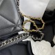 Chanel 19 WALLET ON CHAIN Shiny Lambskin Gold/Silver-Tone & Ruthenium-Finish Metal Black A