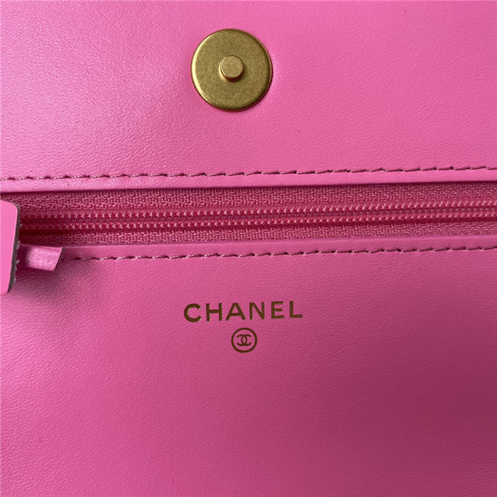 Chanel 19 WALLET ON CHAIN Pink A