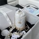 Chanel BUCKET WITH CHAINLambskin Imitation Pearls & Gold-Tone Metal White A