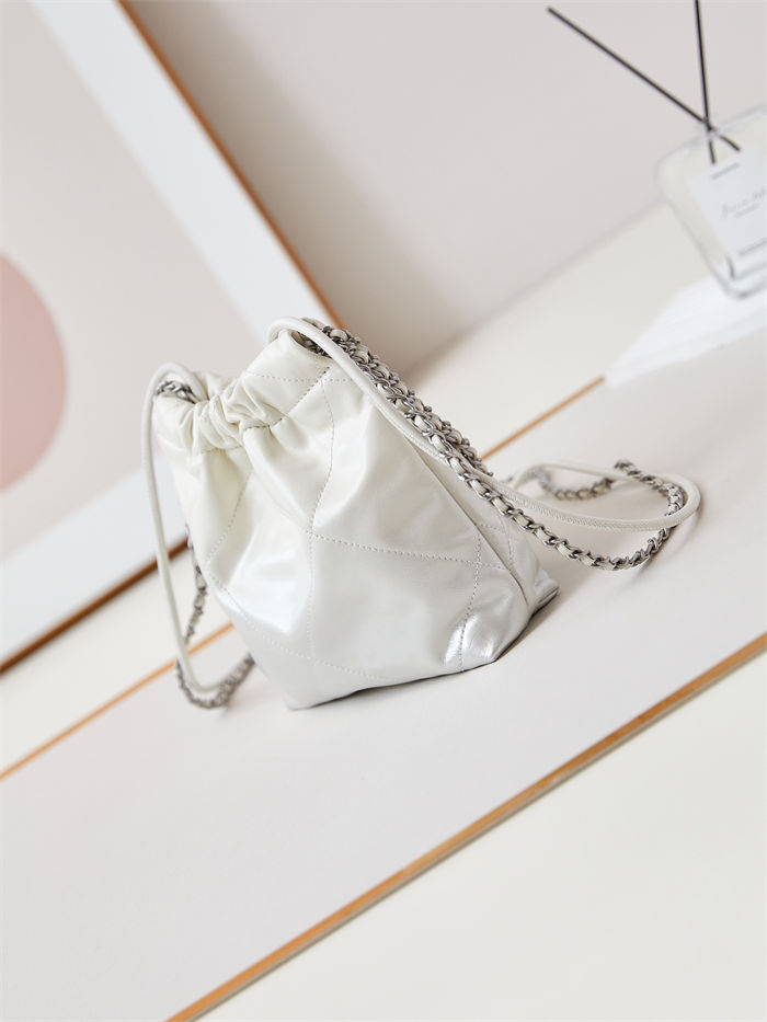 Chanel 22 MINI HANDBAG Patent Gradient Calfskin & Lacquered Metal Silver-White AS3980 High