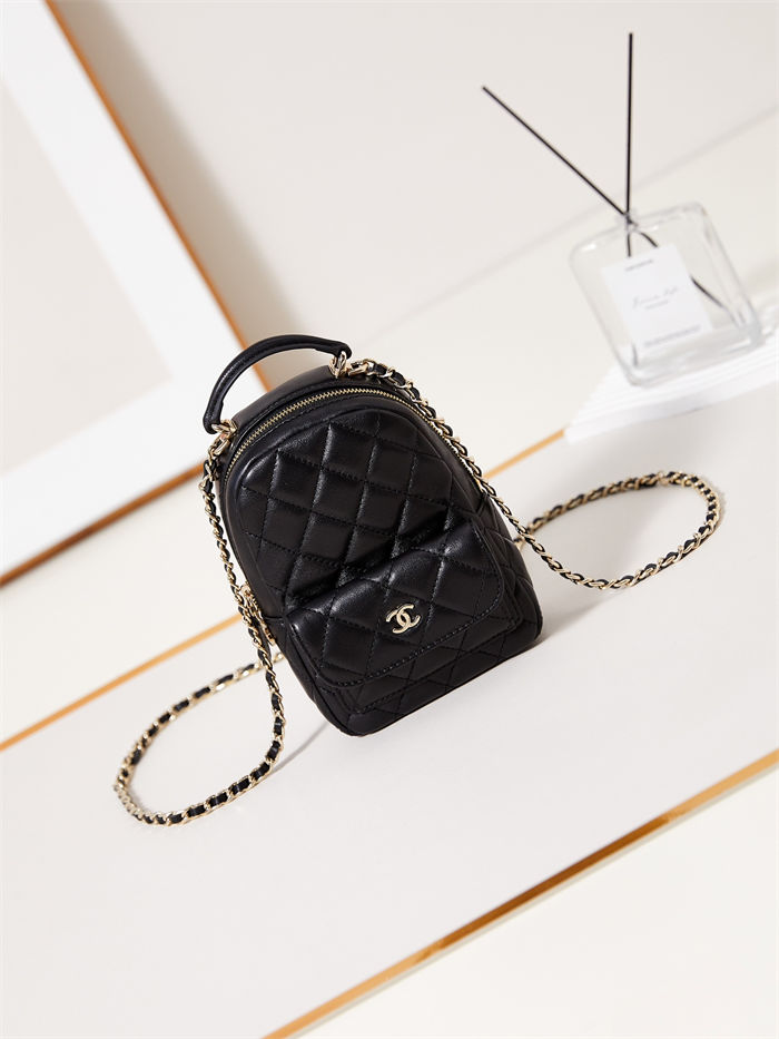 Chanel Mini Backpack Lambskin Gold-Tone Metal AP3753 Black High