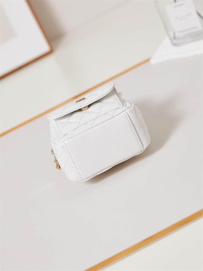 Chanel Mini Backpack Lambskin Gold-Tone Metal AP3753 White High