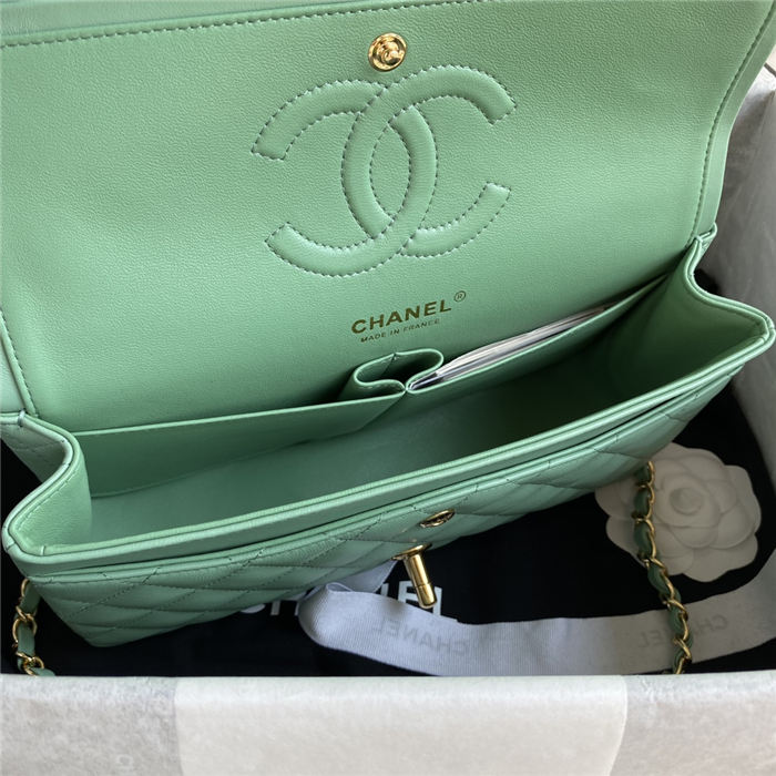 Medium CLASSIC HANDBAG Lambskin Lt-Green Gold Metal A