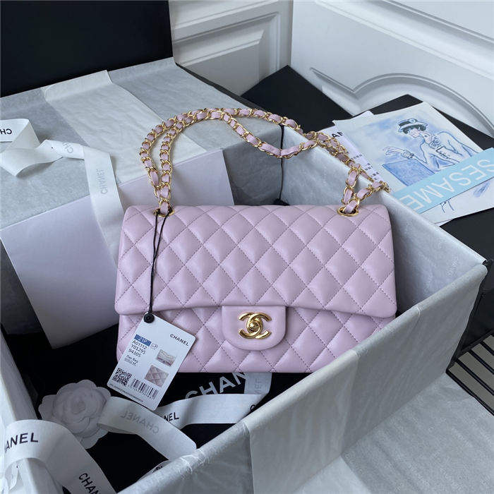 Medium CLASSIC HANDBAG Lambskin Lilac Gold Metal A