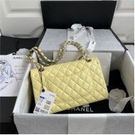 Medium CLASSIC HANDBAG Lambskin Yellow Silver Metal A