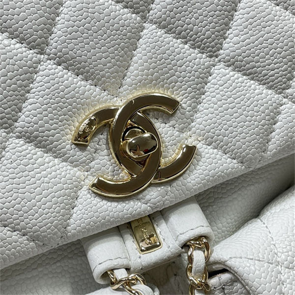 Chanel BACKPACK AS3860 Grained Shiny Calfskin & Gold-Tone Metal White A