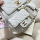 Chanel BACKPACK AS3860 Grained Shiny Calfskin & Gold-Tone Metal White A