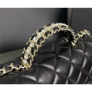 Chanel MINI FLAP BAG With Top Diamond Handle Lambskin & Gold-Tone Metal AS4140 Black High