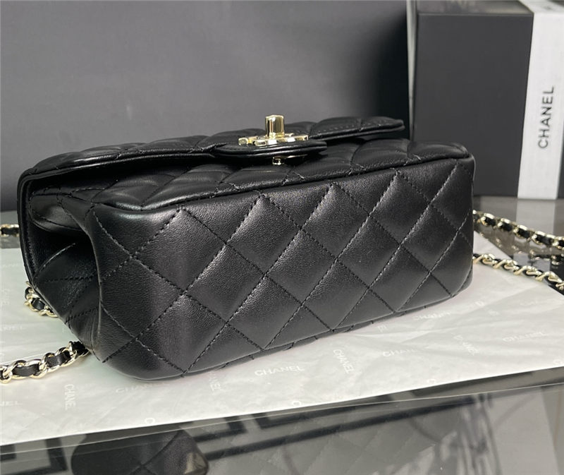 Chanel MINI FLAP BAG With Top Diamond Handle Lambskin & Gold-Tone Metal AS4140 Black High