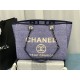 SHOPPING BAG Mixed Fibers & Silver-Tone Metal Blue High