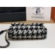 Large Chanel 19 Flap Bag Tweed Gold-Tone Houndstooth Black-White High