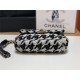 Chanel 19 Flap Bag Tweed Gold-Tone Houndstooth Black-White High