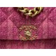 Chanel 19 Flap Bag Tweed Gold-Tone Houndstooth Fuchsia High