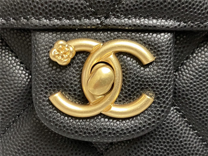 Chanel CHAIN BACKPACK Grained Calfskin & Gold-Tone Metal AS4490 Black A