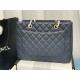 SHOPPING BAG 50995 Grained Calfskin Gold-Tone Metal Navy High