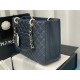 SHOPPING BAG 50995 Grained Calfskin Gold-Tone Metal Navy High