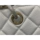 SHOPPING BAG 50995 Grained Calfskin Gold-Tone Metal White High