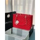 SHOPPING BAG 50995 Grained Calfskin Gold-Tone Metal Red High