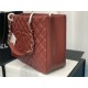 SHOPPING BAG 50995 Grained Calfskin Silver-Tone Metal Burgundy High