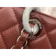 SHOPPING BAG 50995 Grained Calfskin Silver-Tone Metal Burgundy High