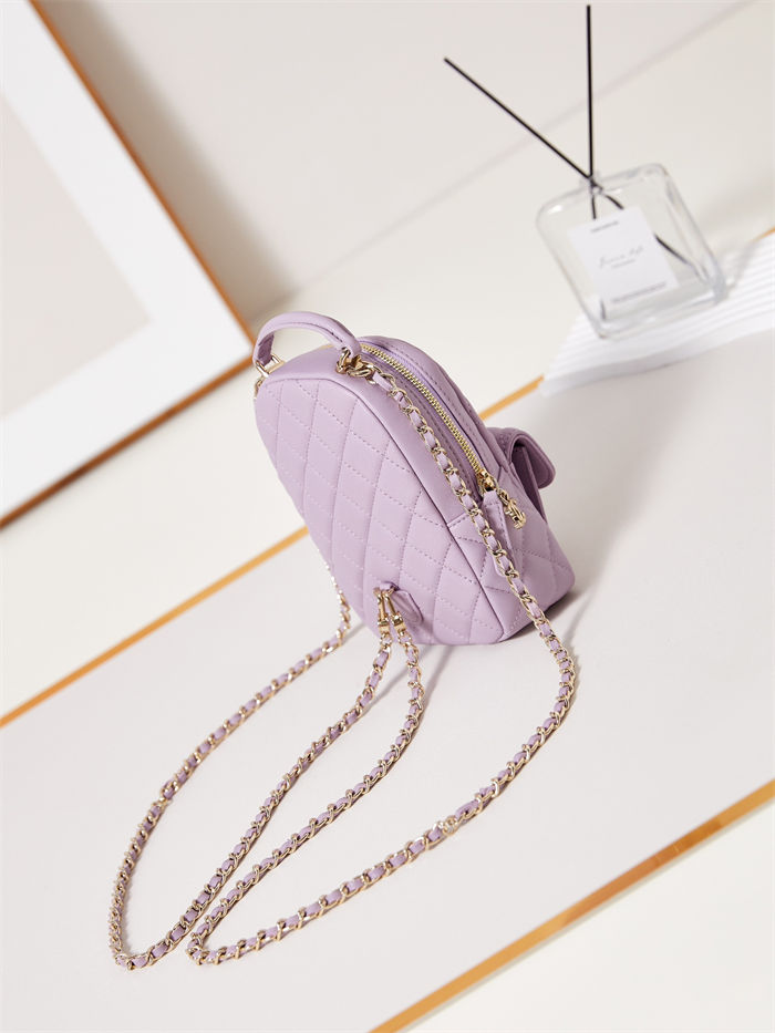 Chanel Mini Backpack Lambskin Gold-Tone Metal AP3753 Lilac High