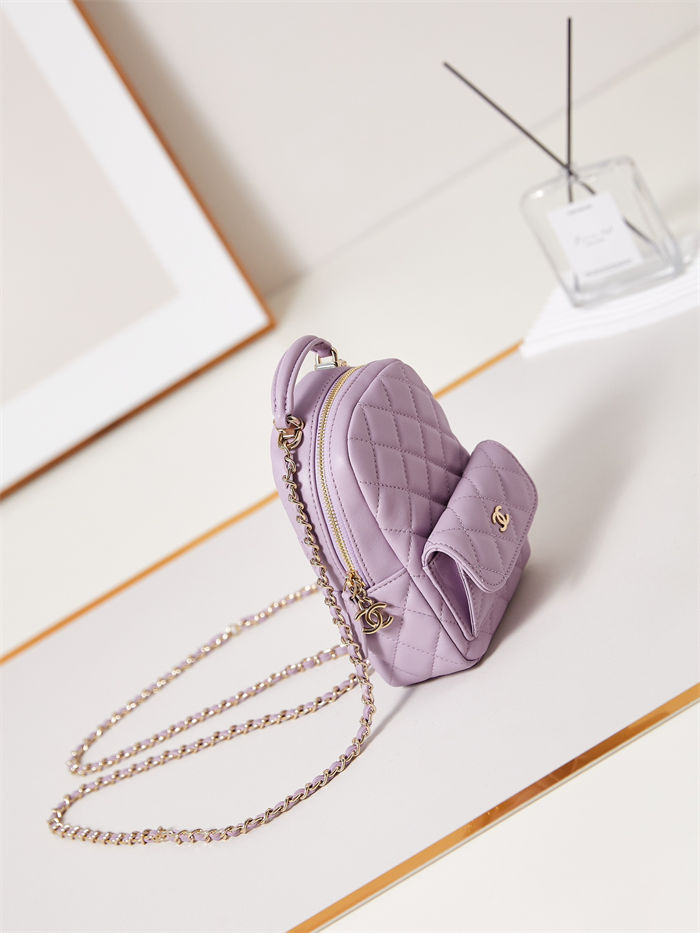 Chanel Mini Backpack Lambskin Gold-Tone Metal AP3753 Lilac High