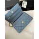 Classic Wallet on Chain AP0250 Grained Calfskin Blue Gold Metal B