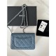 Classic Wallet on Chain AP0250 Grained Calfskin Blue Silver Metal B