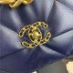 Large Chanel 19 Flap Bag Goatskin/Lambskin Navy High