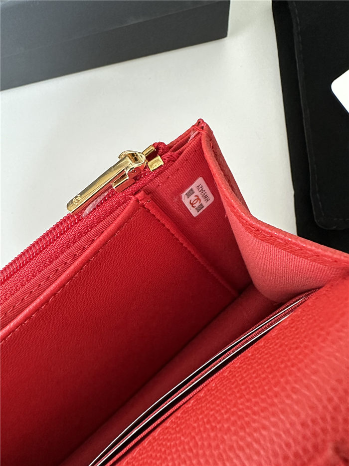 Classic Wallet on Chain AP0250 Grained Calfskin Red Gold Metal A