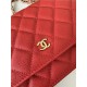 Classic Wallet on Chain AP0250 Grained Calfskin Red Gold Metal B