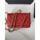 Classic Wallet on Chain AP0250 Grained Calfskin Red Gold Metal A