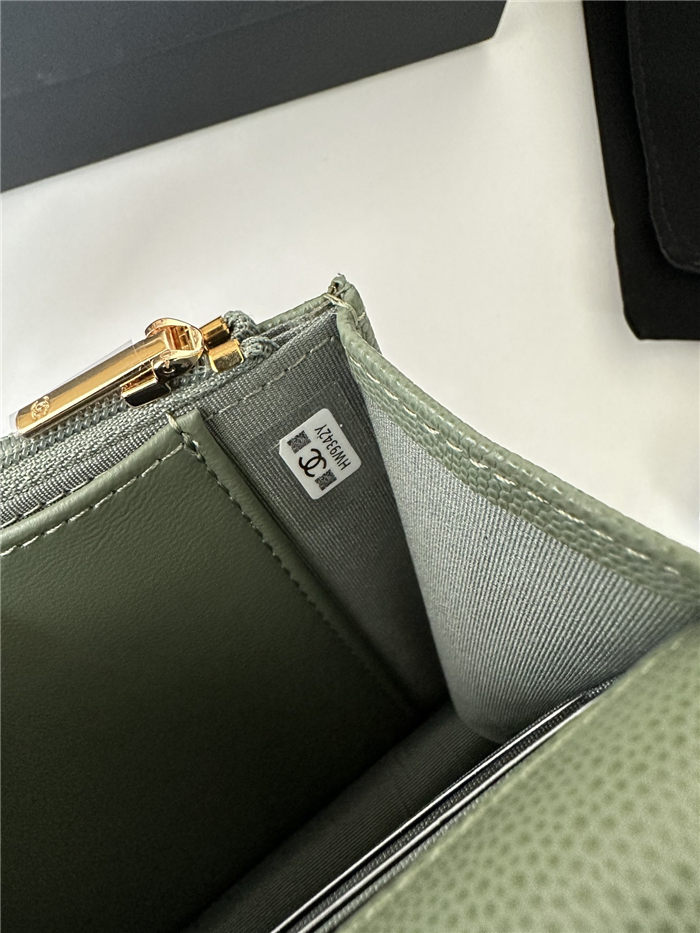 Classic Wallet on Chain AP0250 Grained Calfskin Green Gold Metal A