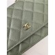 Classic Wallet on Chain AP0250 Grained Calfskin Green Gold Metal A