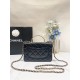 Chanel WALLET ON CHAIN AP3796 Rhinestone Lambskin & Gold-Tone Metal Black A