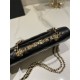 Chanel WALLET ON CHAIN AP3796 Rhinestone Lambskin & Gold-Tone Metal Black A