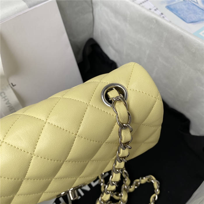 Mini CLASSIC HANDBAG Lambskin Silver Metal Yellow A