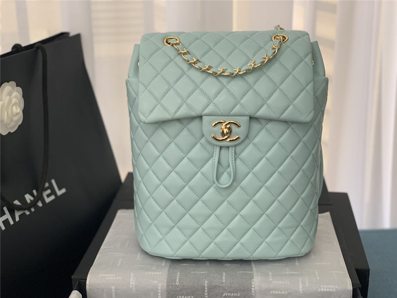 Chanel Medium Backpack Lambskin 91121 Gold-Metal Blue High