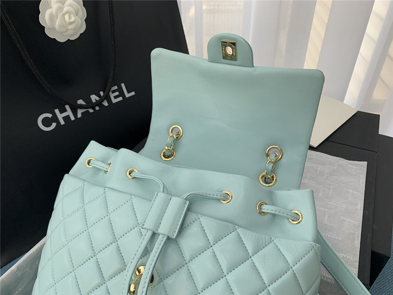 Chanel Medium Backpack Lambskin 91121 Gold-Metal Blue High