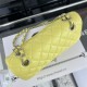 Small CLASSIC HANDBAG Grained Calfskin Silver Metal Yellow-E A