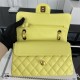 Small CLASSIC HANDBAG Grained Calfskin Gold Metal Yellow-E A