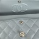 Small CLASSIC HANDBAG Grained Calfskin Silver Metal Grey-Blue A