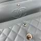 Small CLASSIC HANDBAG Grained Calfskin Silver Metal Grey-Blue-E A