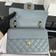 Small CLASSIC HANDBAG Grained Calfskin Gold Metal Grey-Blue A