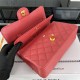 Small CLASSIC HANDBAG Grained Calfskin Gold Metal Red-E A